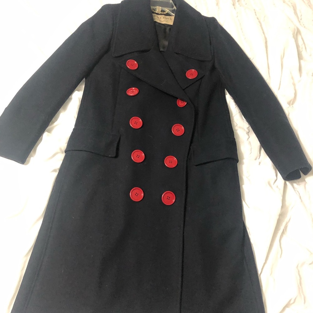 Burberry wool coats navy size 4